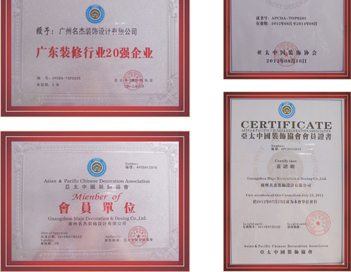 蜜桃视频黄色网站入口裝飾榮譽證書